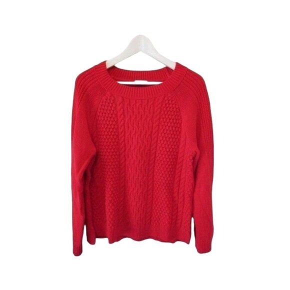 Crown & Ivy Red Knit Sweater Cotton & Acrylic Blend Size M #H-32 - Picture 1 of 8